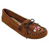 Minnetonka Women's Thunderbird Soft Leather Sole Moccasin,Brown,8.5 M US