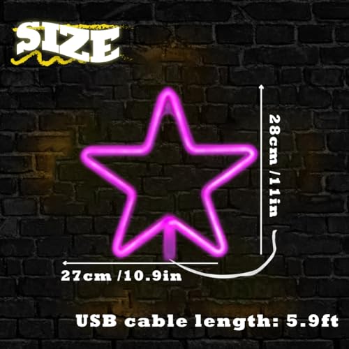 Image of Star Shape LED Light Neon Sign Neon Light for Birthday Party Living Room USB /Battery Powered Decorative Light for Home Bedroom(Pink)