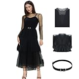 Bvxmsel Lisa Costume Dress Movie Lisa Retro Gothic Black Dress Tulle Lace Skirt Halloween Outfit for Women M