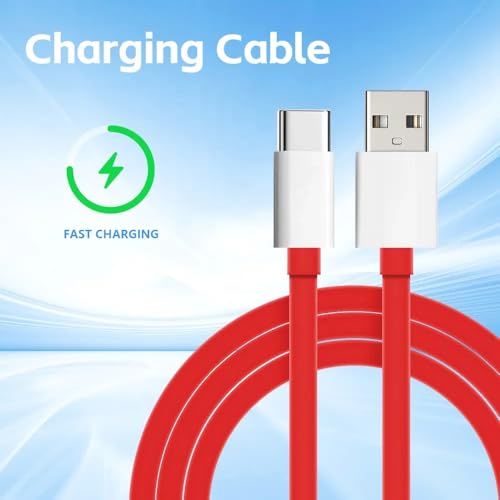 Image of One plus 65W USB Type C Data Sync Fast Charging Charger Cable for One Plus 12 5G,12r,11,11r,10r,10t,10,10 pro,9 Pro,8,8T,7t,7t Pro,6,5, Nord (65w Type C Cable)