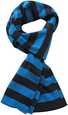 TrendsBlue Premium Soft Knit Striped Scarf, Blue & Black