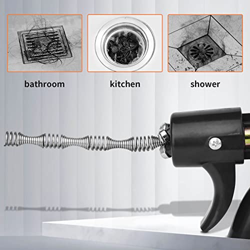 Lonsge 50 Foot Drain Auger,Use Manually or Drill Powered,AUTOFEED Heavy Duty Flexible Plumbing Snake,With Gloves and Storage Bag,for Kitchen Sink, Shower Drain,Drainage Pipes.