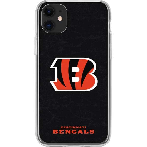 Skinit Clear Phone Case Compatible with iPhone 11 - Officially Licensed NFL Cincinnati Bengals - Distressed Design