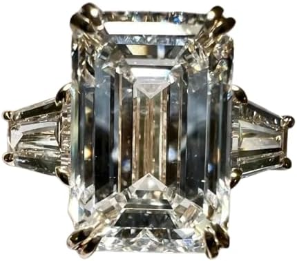 10CT Emerald Cut Diamond Engagement Ring,14K Gold Plated,Big Diamond Ring,Wedding Ring For Women,Gifted For Her,Size 3-14.