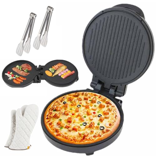 Four à Pizza électrique, multicuiseur à Chauffage Rapide de 1200 W, Cuisson Double Face, Surface antiadhésive, Facile à Nettoyer, pour Une Utilisation en Cuisine Domestique.