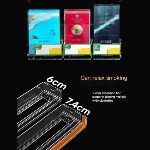 Clear Cigarette Display Rack - Automatic Plastic Cigarette Case for Retail Stores, Supermarkets, Bars & Coffee Shops - Pushers Rack 91.5x28 cm - Versatile Countertop Organizer