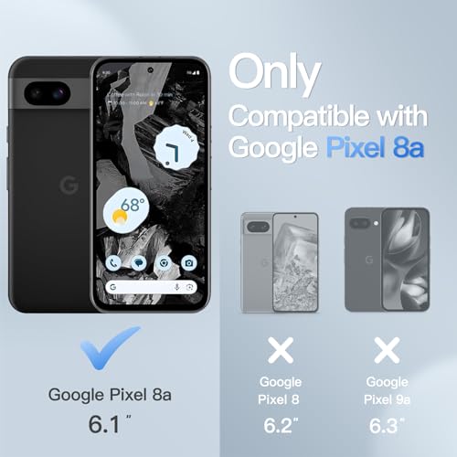 Image of JETech Matte Cover Case for Google Pixel 8a 6.1-Inch 2024, Frosted Translucent Back Protective Slim Phone Cover, Anti-Fingerprints (Black)