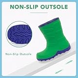 FUNCOO PLUS Kids Warm Fleece Wellies, Girls Boys Winter Waterproof Rain Boots Children Snow Boots Wellington BootsSize 7, Green - Image 3