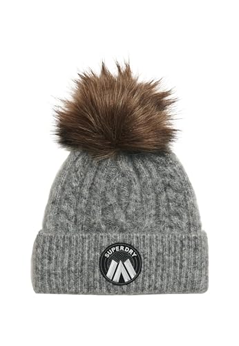 Bonnet Superdry Cable Luxe Beanie gris torsadé en taille unique pour adulte