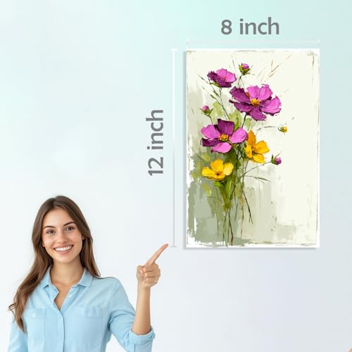 Image of SiddArtify Floral Wall Art Prints Set - Textured Flower Poster for Living Room Bedroom Office Decor - 8x12 inch Board Pack of 6