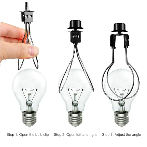 Image of Honoson 2 Pcs Bulb Lamp Shade Light Bulb Clip Adapter Includes Finial and Lampshade Levellers for Replacement (Black)