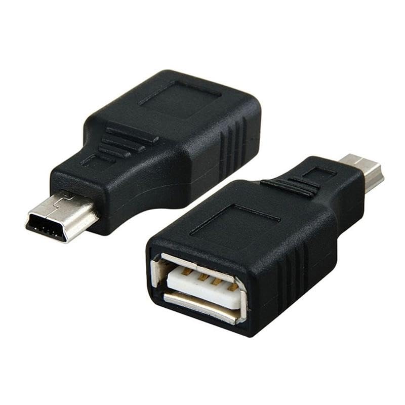 Adaptador USB Tipo A Hembra a Mini USB Macho, Conversor Adaptador USB Tipo A a Mini USB, Adaptador USB mini 5 pin, Velocidad de Transferencia hasta 480 Mbps, Hembra a Macho, USB 2.0, Negro