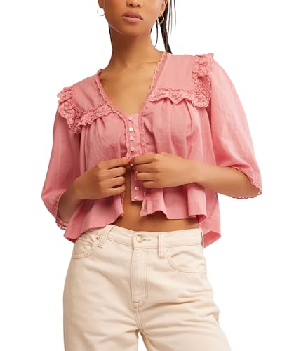 Free People Womens Luna Top Mauve Glow L at Amazon Women's