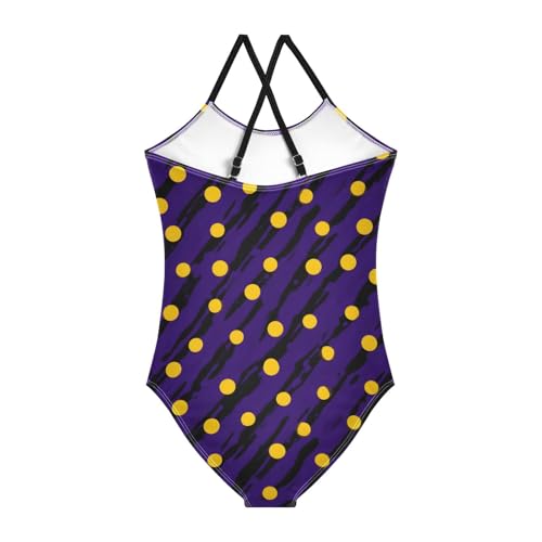 Yellow Polka Dot Girls One Piece Swimsuits Summer Quick Dry Beach Bathing Suit2