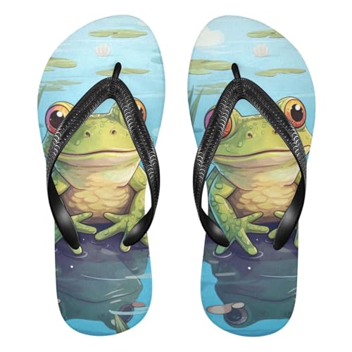 Frog Flowers Floral Flip Flop Beach Summer Casual Sandal for Women & Men Shower Shoes 20851762