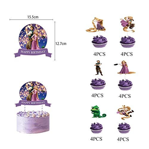 25Pcs Rapunzel Cake Decorations, Princess Tangled Cupcake Toppers Cake Topper For Girls Kids Birthday Party Supplies #TOP2