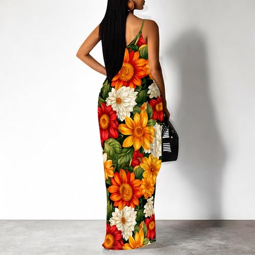 Image of SUZONANA Women Plus Size Summer Maxi Dress Spaghetti Strap Loose Sundress