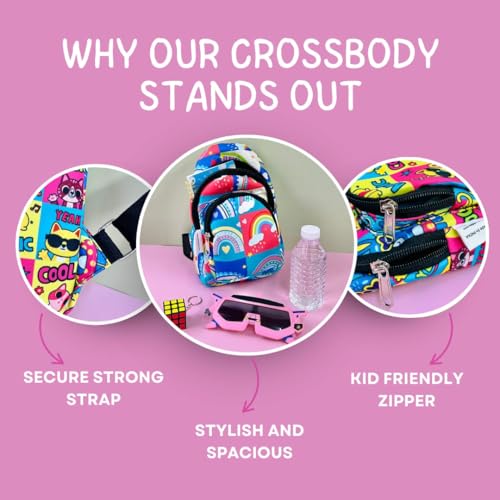 Image of Cots and Cuddles 1pc Rainbow Print Colourful Cross body Bags for Boys and Girls Kids School, Picnic, Return Gifts, Office