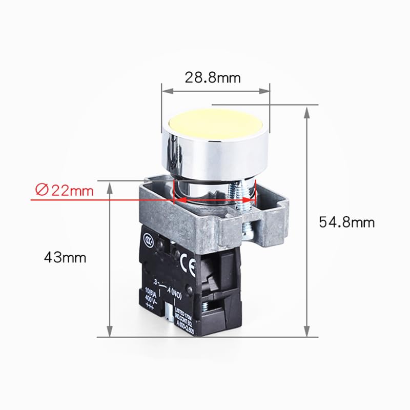 Momentary Push Button Switch 22mm 10A/240V Circular Small Size Flat Round Panel NC/NO XB2-BA31 XB2-BA42 ZB2-BE101C 102C(Blue NO)