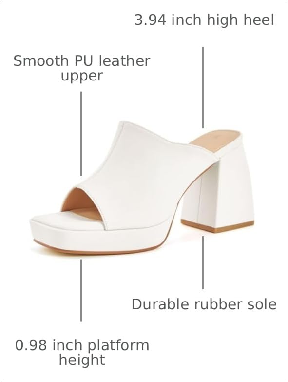 Image of Coutgo Womens Chunky Platform Sandals Slip On Square Toe High Heel Sexy Mules