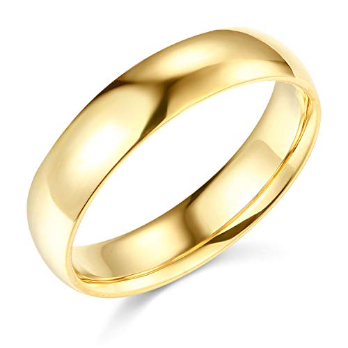 Wellingsale Mens 14k Yellow Gold Solid 5mm CLASSIC FIT Wedding Band Ring