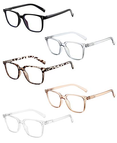 Reading Glasses Blue Light Blocking 6 Pack, Computer Readers Anti Glare Eye Strain Blu-ray Filter Eyeglasses for Women Men (5 Pairs Mix, 1.0)