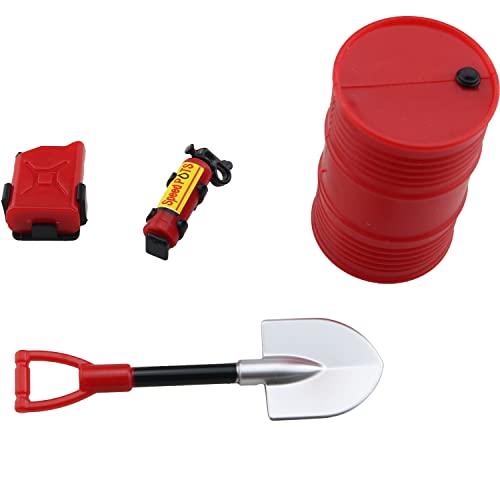 Zczqc Rc 1/24 Crawler Car Decoration Fuel Tank Drum Shovel Set (1 X Fire Extinguisher, 1 X Fuel Tank, 1 X Shovel, 1 X Oil Drum) #TOP20
