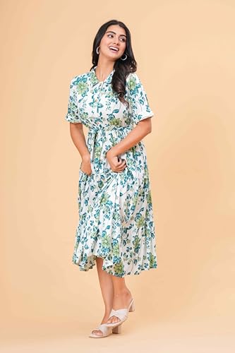 Image of Women's Stylish Floral Printed One-Piece Maxi Dress for Women - Elegant Long Dress