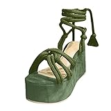 Aniywn Wedge Sandals for Women Casual Summer, Lace Up Platform Wedges Sandals Ankle Strap Tie Up Summer Dress Party Shoes
