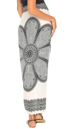 Image of SHU-SHI Womens Beach Swimsuit Cover Up Flower Sarong Wrap with Coconut Clip