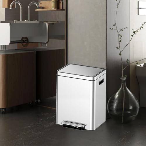 Caneca de basura doble 40L acero inoxidable rectangular miniatura 4