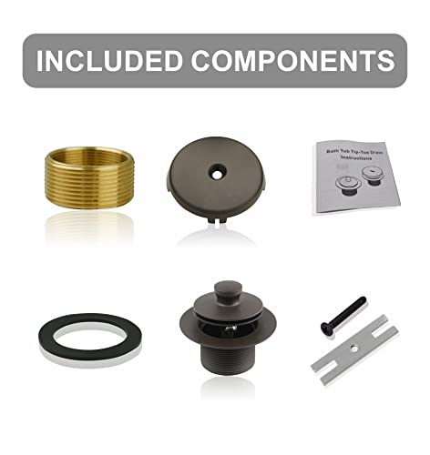 Bronze Tub Drain And Overflow Kit With Single Hole Overflow Faceplate,Welsan Universal Lift & Turn Bathtub Drain Kit With Fine/Coarse Thread Conversion Twist Trim Kit Assembly-Oil Rubber Bronze #TOP5