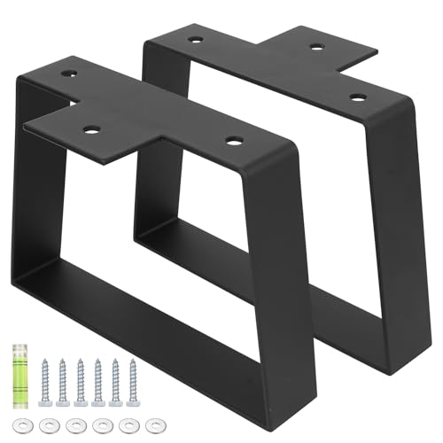 2 PcsPatas para Mesa de Centro 15 cm Alto, Patas Mesa Comedor, Pata Mesa, Pies de Metalica en Trapezoidales, Patas de Metal para Corredores de Muebles, Escritorio Banco, Barra de Desayuno, Negras