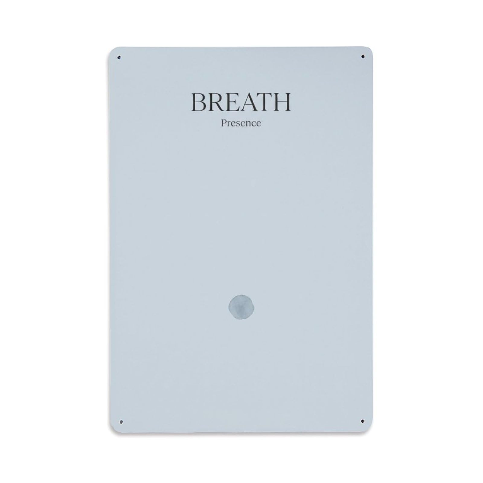 Minimal Zen Breath Blue Dot Airy Healing Meditation Classic Metal Tin Sign Plaque Wall Decor for Cafe, Man Cave, Club Bar, Office, Home Garden Round Metal Poster 8x12Inch