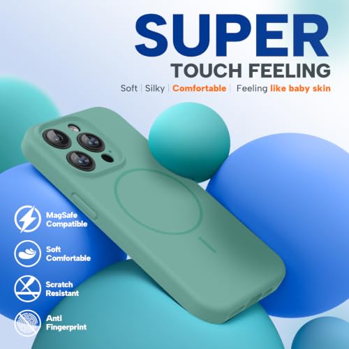 Image of Miracase Silicone & Magnetic for iPhone 15 Pro Max Case, Midnight Green