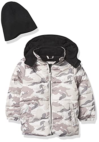 Ixtreme Boys' Gwp Hooded Puffer With Knit Hat, Off White, 3T #TOP8
