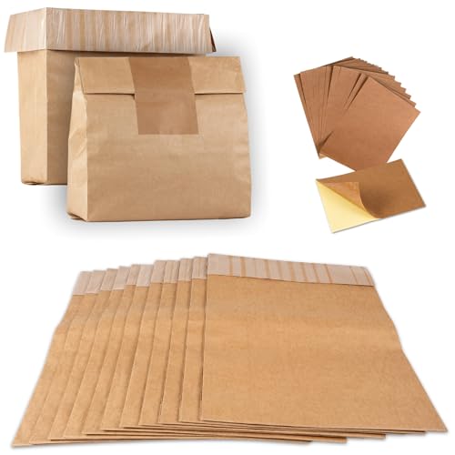 Wenses Trash Compactor Bags for Kitchen (12-Pack), 25% Thicker Kraft Paper Compactor Bags with Leak-Proof Liner & Sticker Seals