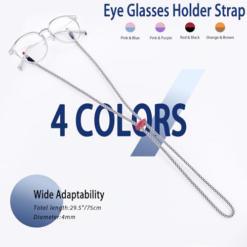 Damanse Eyeglasses Strap for Men Women Kids,Reading Eye Glasses Holders Around Neck,Fashion Sunglasses Chain Cord Lanyard String for Women (4pcs-a)