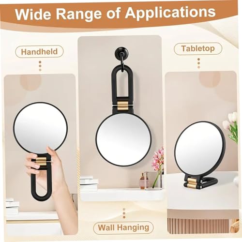 Uanqfegy Specchio Per Trucco Ingranditore 50X, Specchio Bifacciale Portatile/Da Parete Con Maniglia Regolabile A 360° Per Cura Della Pelle E Bellezza - 5