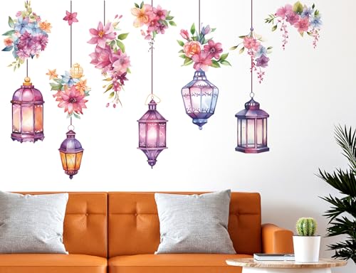 Vinilos decorativos de pared con flores colgantes para sala y dormitorio miniatura 4
