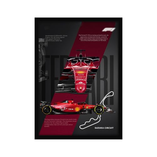 Image of CodersParadise Aesthetic Ferrarri Sports Car Poster Frame - Premium A4 Framed Wall Art for Bedroom, Living Room, Gaming Room & Office Decor