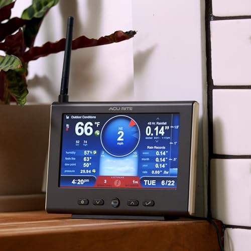 AcuRite Iris Weather Station with Rain Gauge and Wind Speed/Direction, Indoor Outdoor Thermometer Wireless Outdoor Sensor for Temperature and Humidity, and HD Display with Built-In Barometer (01535M)