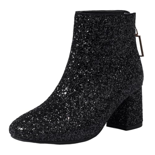Leichtrit Bottines De Cowboy Brillantes,Bottes Paillettes Femme,Boots Femme Paillettes,Bottes en Strass,LéGer Et éLastique,Convient pour Les...