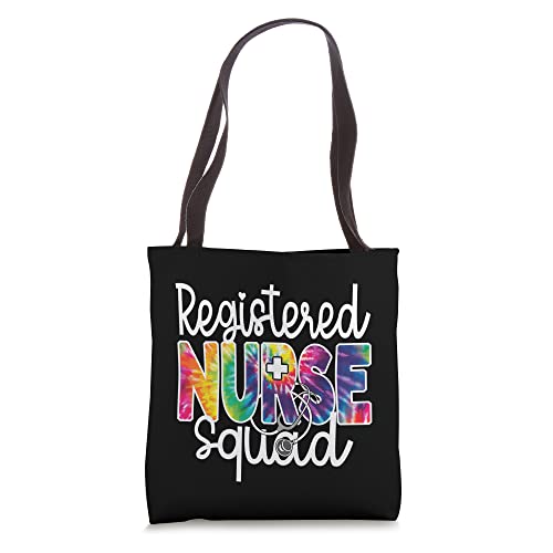 Registered Nurse Squad Tie Dye Rainbow RN Appreciation Day Tote Bag