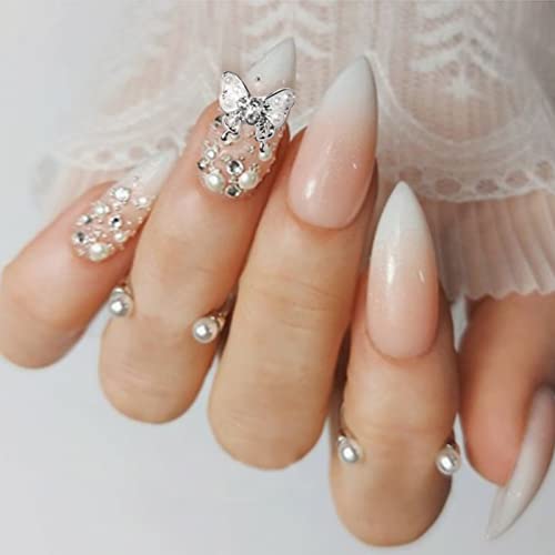 22 Pcs 3D Butterfly Nail Art Charms Gold Sliver Butterfly Nail Charms With Diamonds Rhinestones Shiny Crystals Nail Supplies For Women Nail Design Decoration Size 0.2*0.2-0.4*0.5In Nail Accessories #TOP1