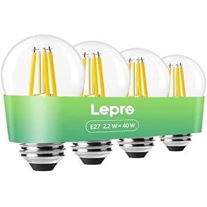 Lepro E27 Golf Ball Bulb, A-Rated Ultra-efficient LED Bulb, 2.2W = 40W, 470lm, Warm White 2700K, 50000H Lifespan, Edison Screw ES, Clear Filament, Non-dimmable, Pack of 4