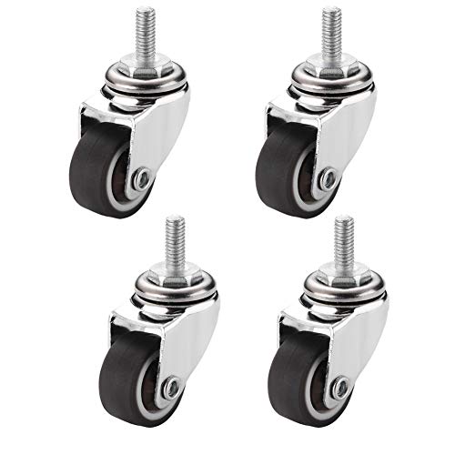 CHLUNZI001 roulettes a Billes roulettes Pivotantes Rroulettes pour Meubles Roue Polyuréthane Roulette Meuble M8×20mm Mont Tige Filetée pour Cabinet Plateau de Pot de Fleur 4-Pack(sans Frein) Cover