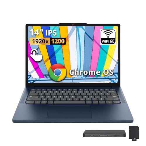 Image of Lenovo IdeaPad Slim 3 14 inch 2K Touch Chromebook, MediaTek Kompanio 540, 4GB LPDDR5X, 224GB Storage (64GB eMMC+160GB Docking Station), ARM Mali-G57 MC2 Graphics, 720p Webcam, Wi-Fi 6E, Chrome OS, Blue