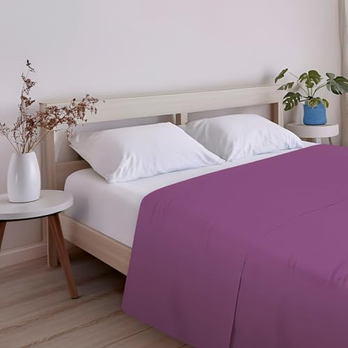 ECOMMERC3 Drap-Housse Extra Doux et Confortable pour lit de 80 cm, Couleur Lilas fabriqué en Espagne, Respirant, Facile d'entretien