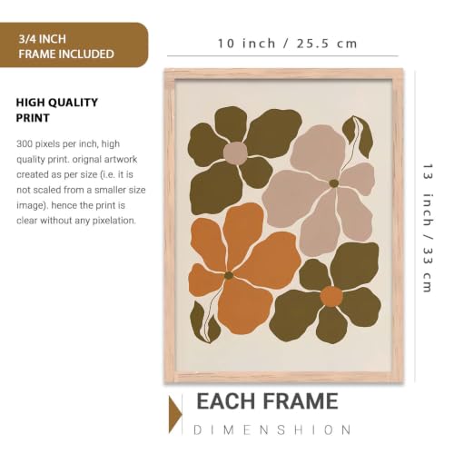 Image of kotart Home Decor Boho Painting Decorative Wall Art | Aesthetic Poster With Frame For Living Room Bed Room Hotel Wall Decor Digital Reprint Set of 3 (10X13 inch)